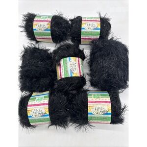 Lot 7 Skeins Yarn Bee Party Girl  Yarn Color Kem 114‎ black & Silver Metallic